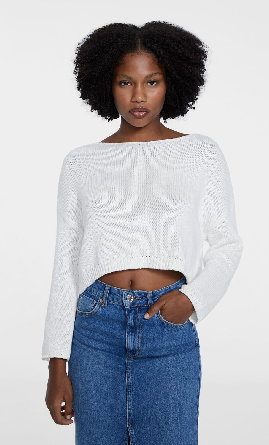 

Свитер с прямыми рукавами Stradivarius, экру