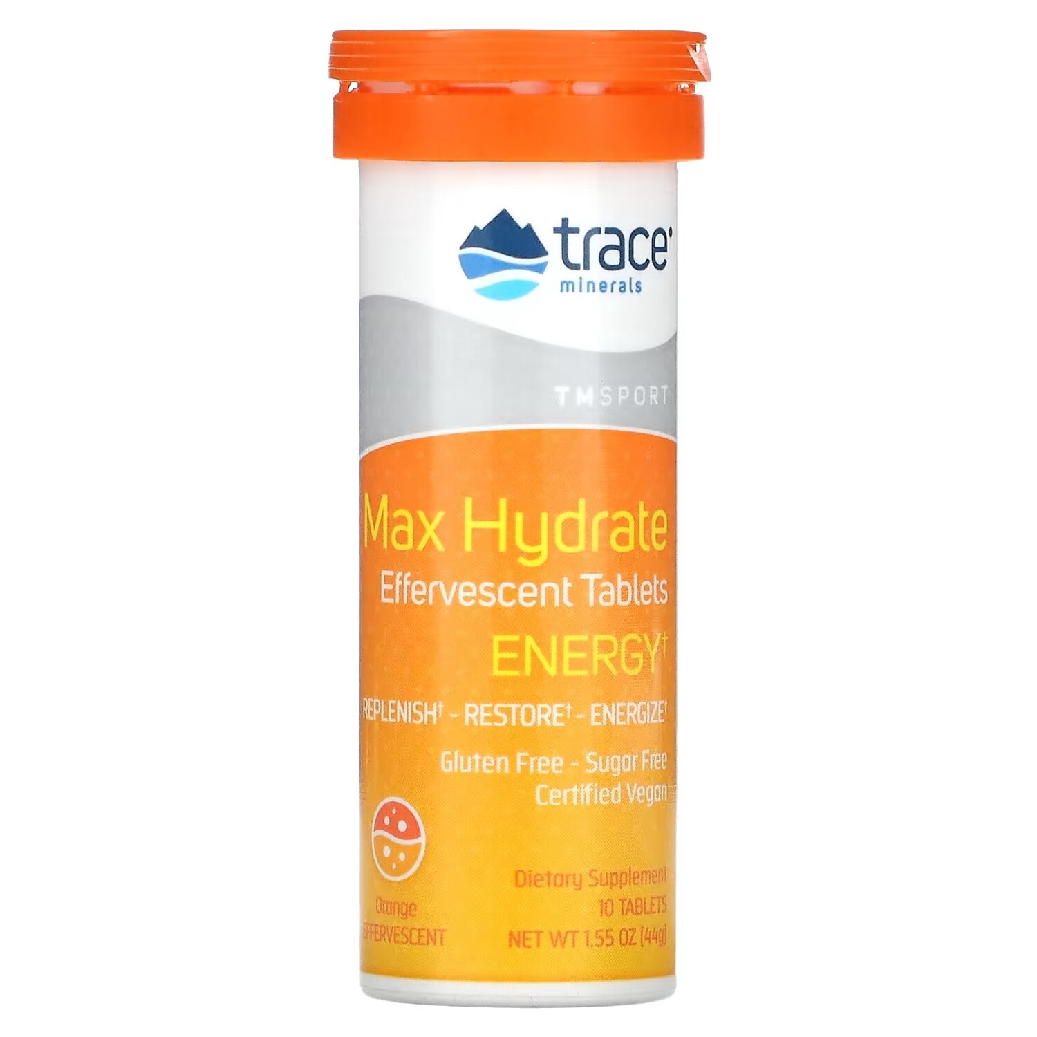 

Шипучие Таблетки Trace Minerals Max Hydrate Energy, апельсин, 44 г