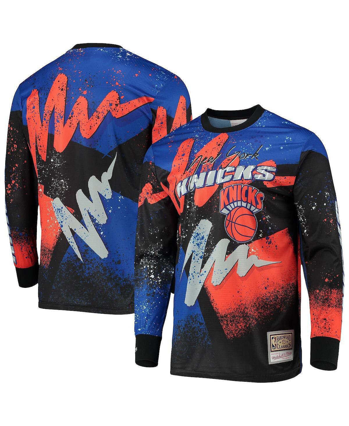 

Мужская синяя футболка new york knicks hardwood classics hyper hoops moto с сублимированным длинным рукавом Mitchell & Ness, синий