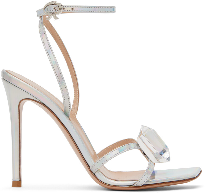 

Серебряные босоножки на каблуке Jaipur 105 Gianvito Rossi