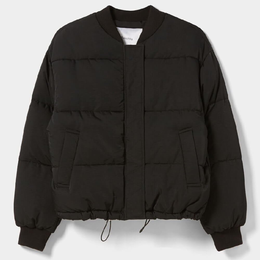 

Куртка Bershka Quilted Bomber, черный