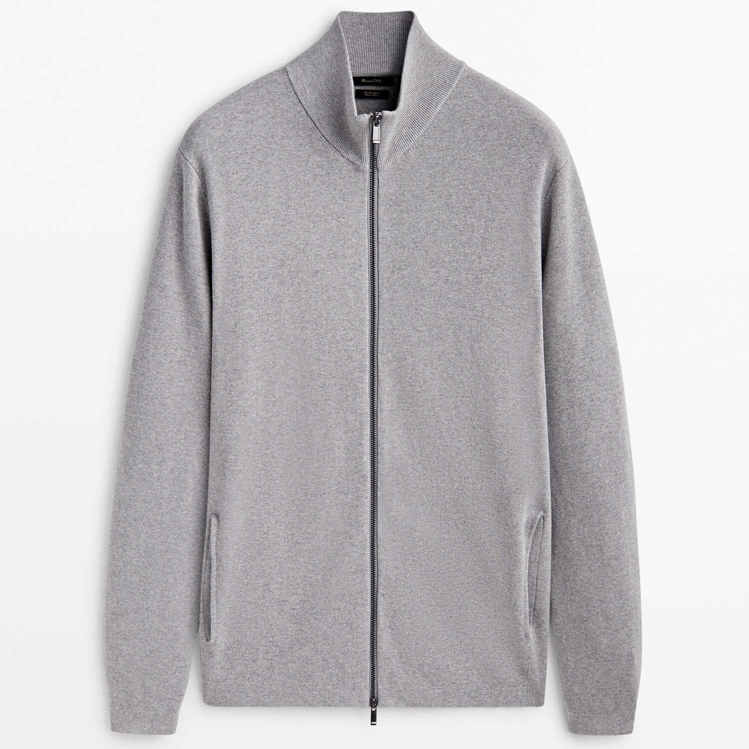 

Кардиган Massimo Dutti Milano Knit, серый