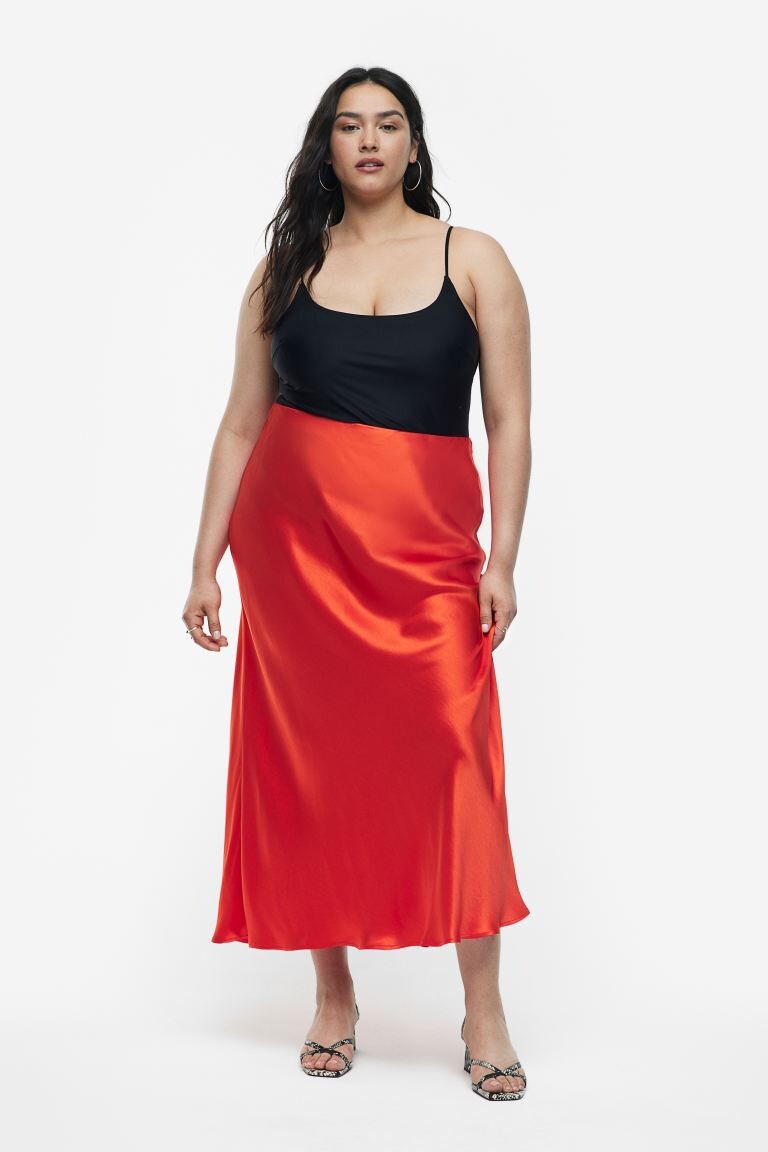 

Атласная юбка H&M, красный