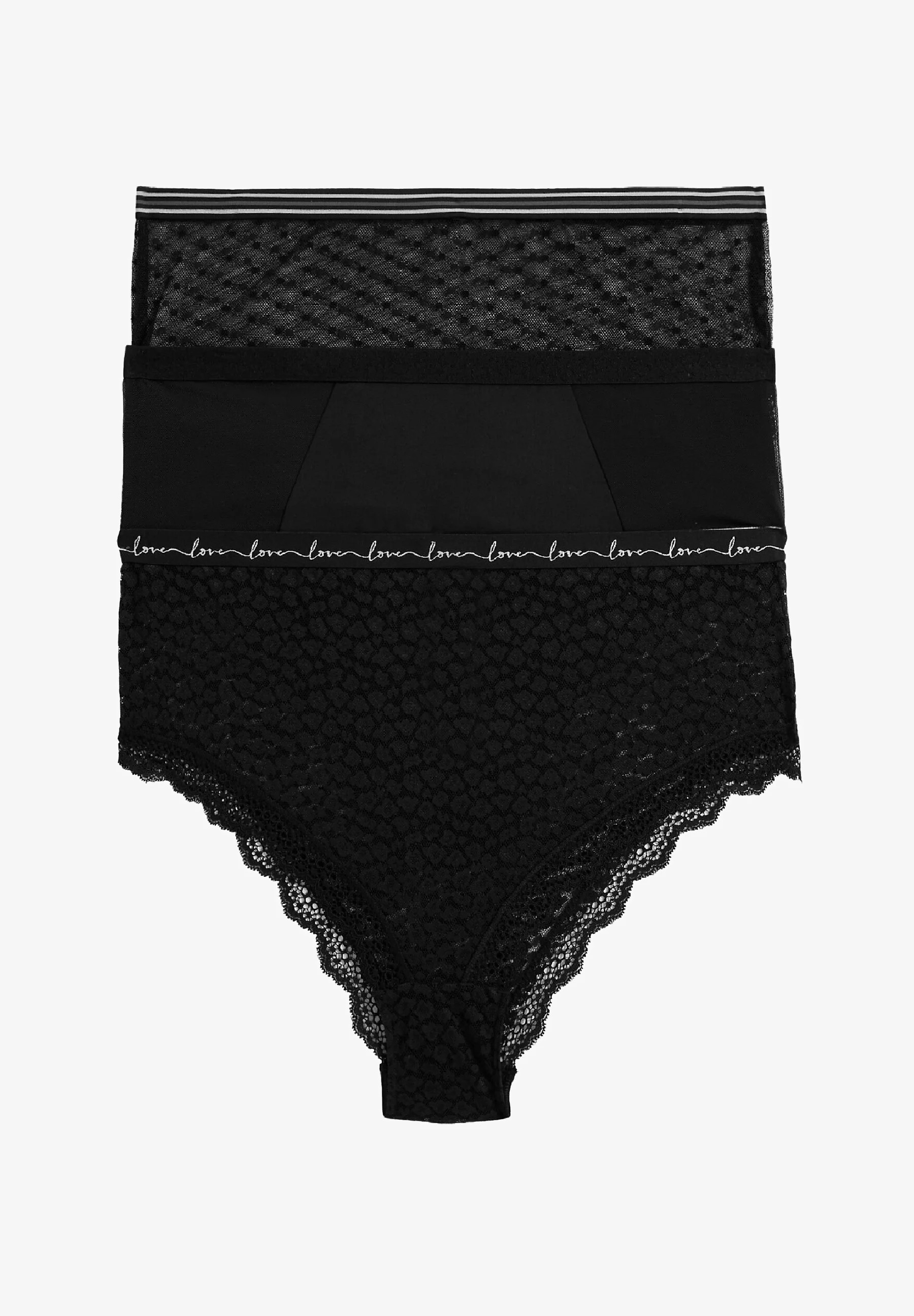 

Комплект трусов Marks & Spencer Lace & Mesh High Waist, 3 пары, черный (Размер XS)