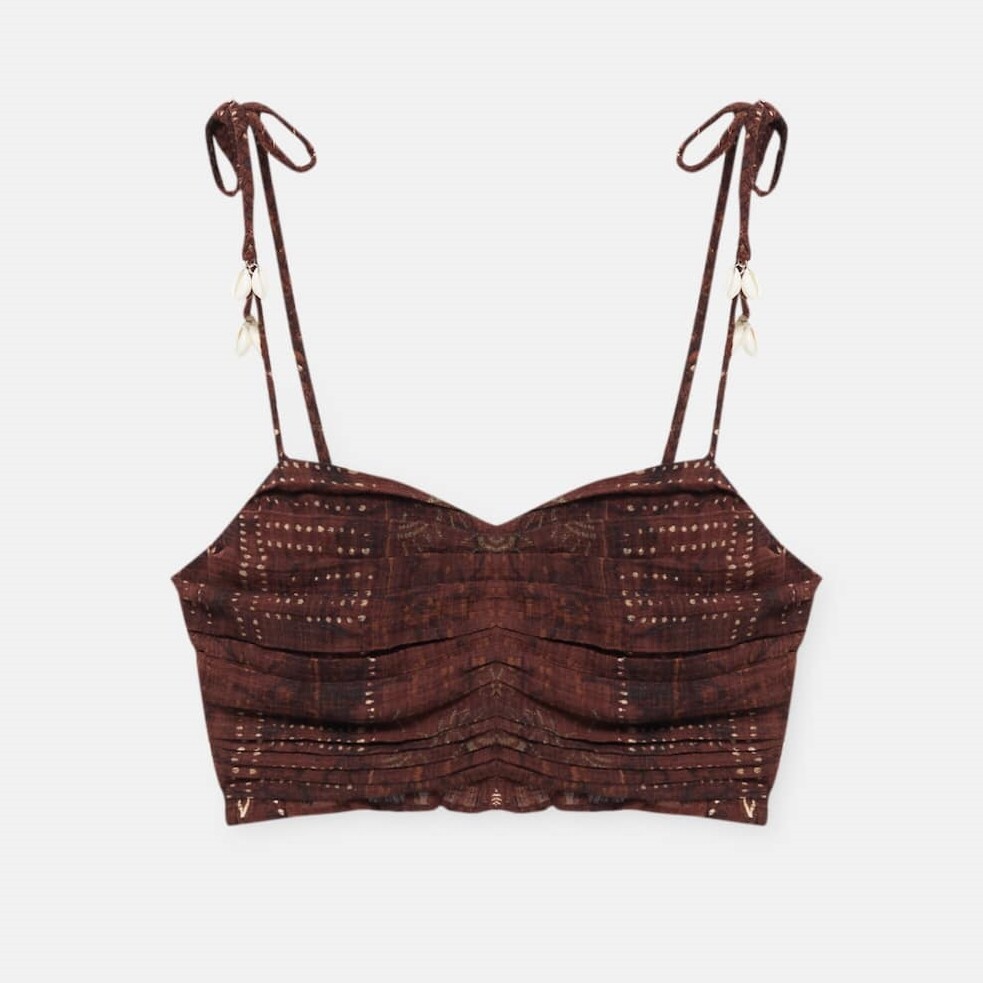 

Топ Pull&Bear Strappy Crop With Shells, коричневый