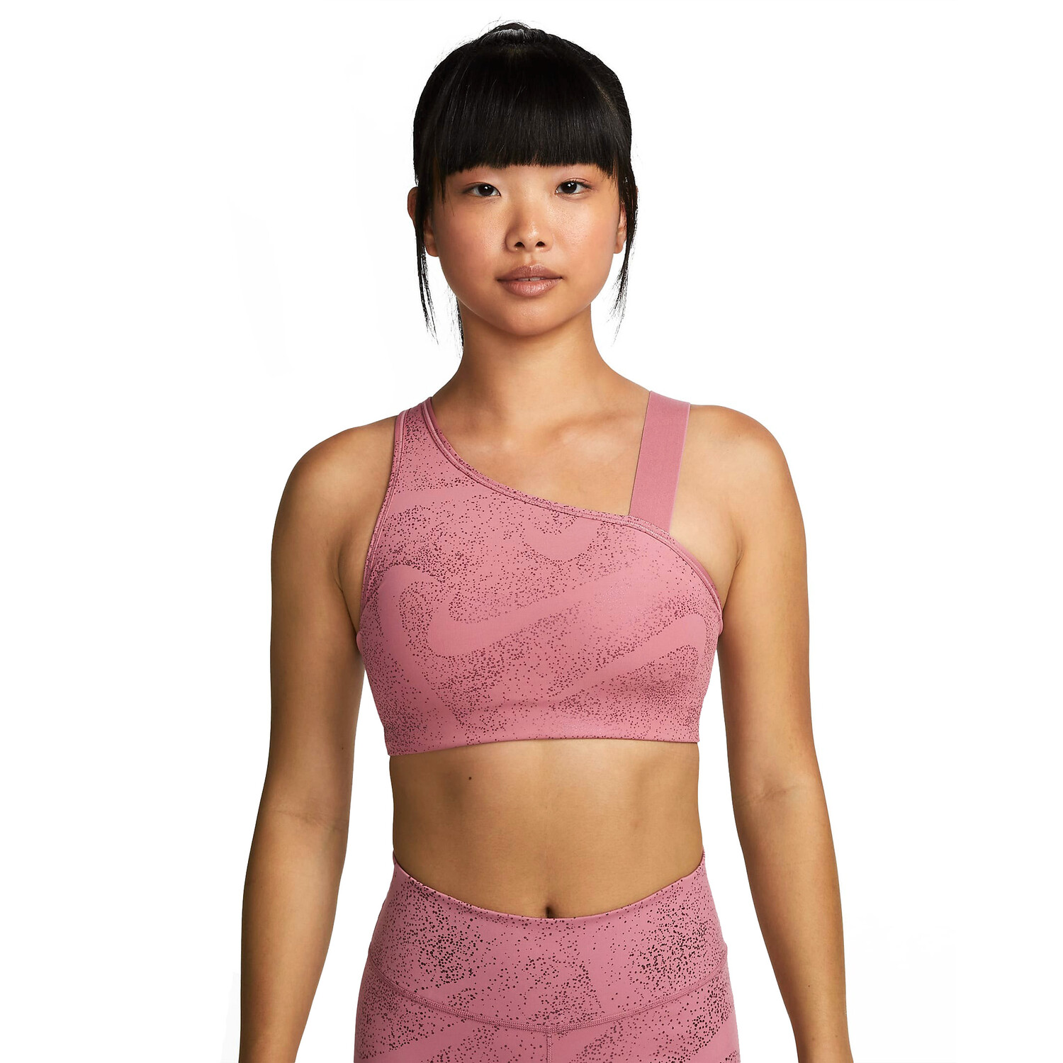 

Спортивный топ Nike Swoosh Women's Medium-Support Asymmetrical Padded, розовый/черный