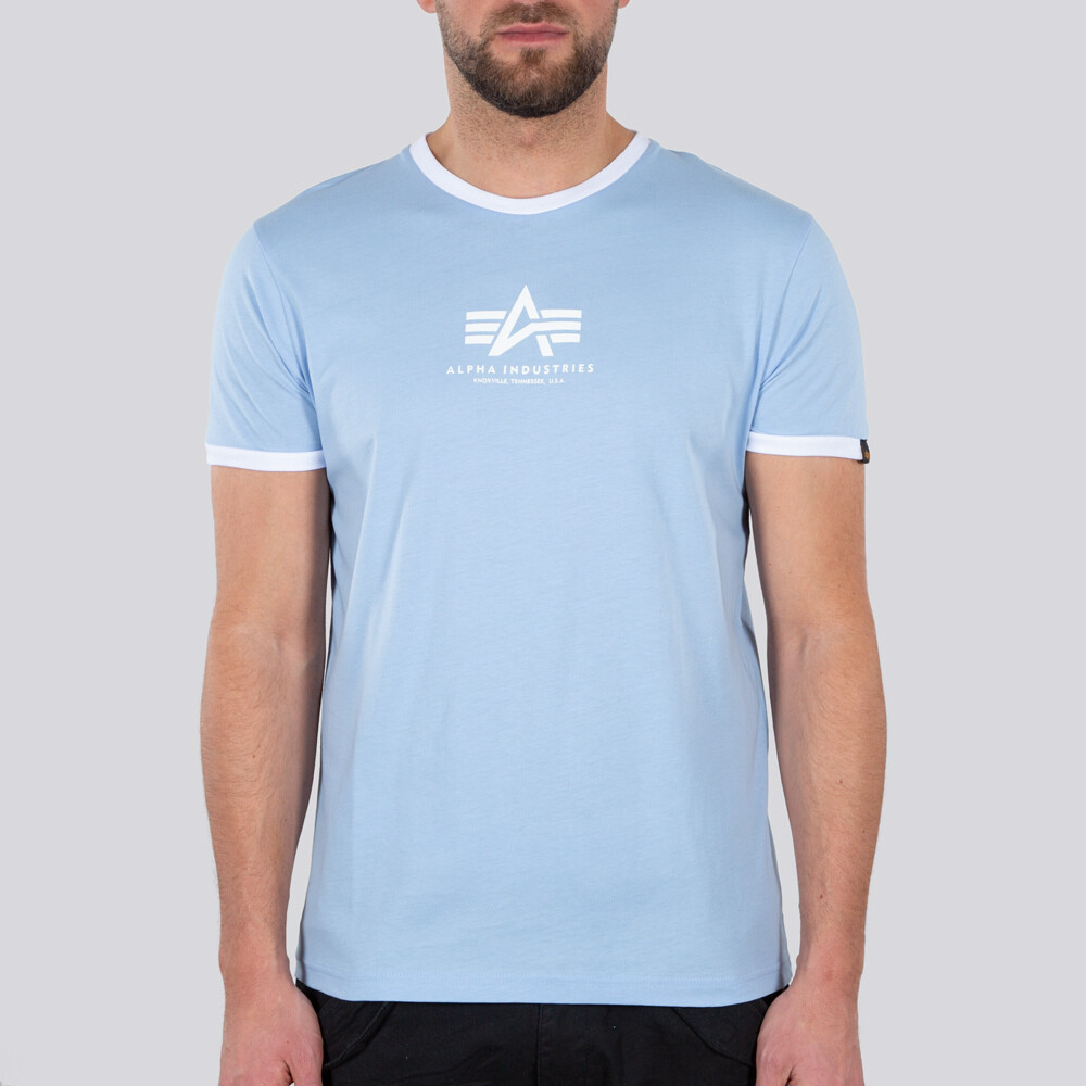 

Футболка Alpha Industries Basic T Contrast ML, светло-синяя