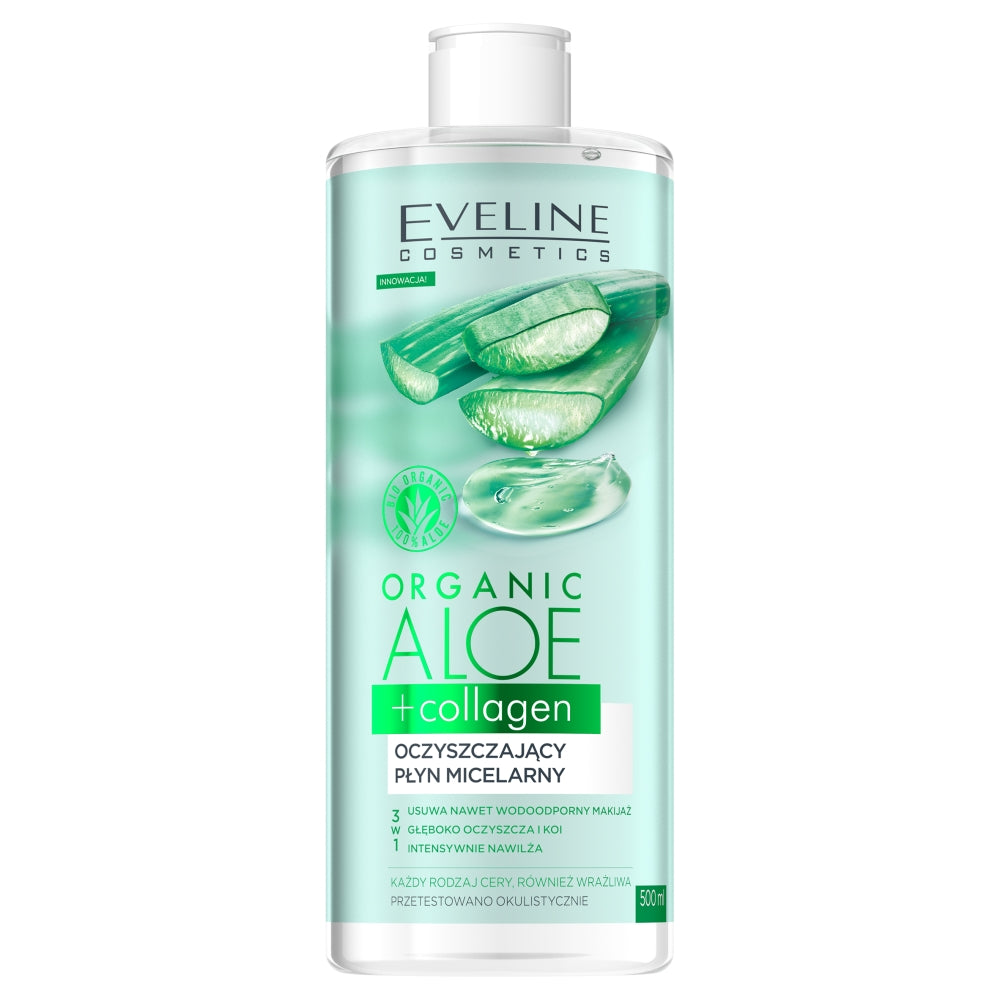 Eveline Cosmetics Органическая очищающая мицеллярная вода с алоэ + коллагеном 3в1 500мл