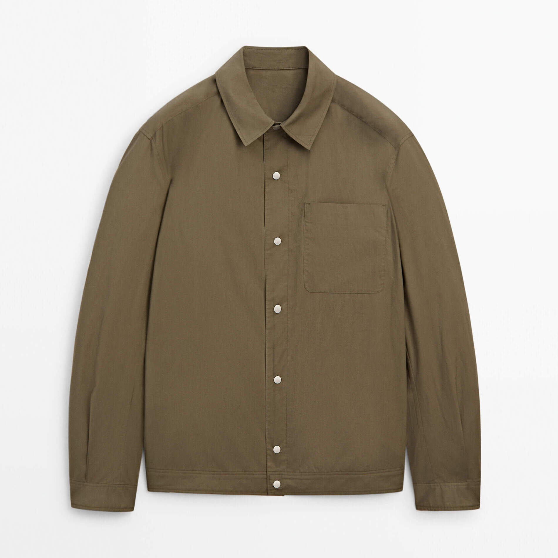 Куртка-рубашка Massimo Dutti Cotton With Chest Pocket, хаки куртка рубашка massimo dutti 100% cotton with pockets темный хаки