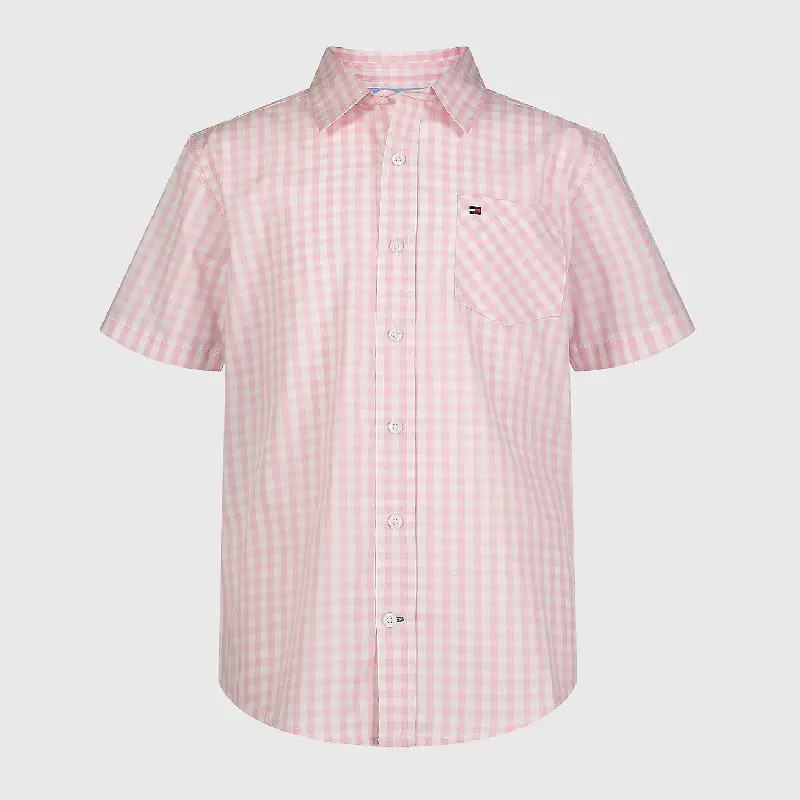 

Рубашка Tommy Hilfiger Big Kids' Gingham, белый/розовый