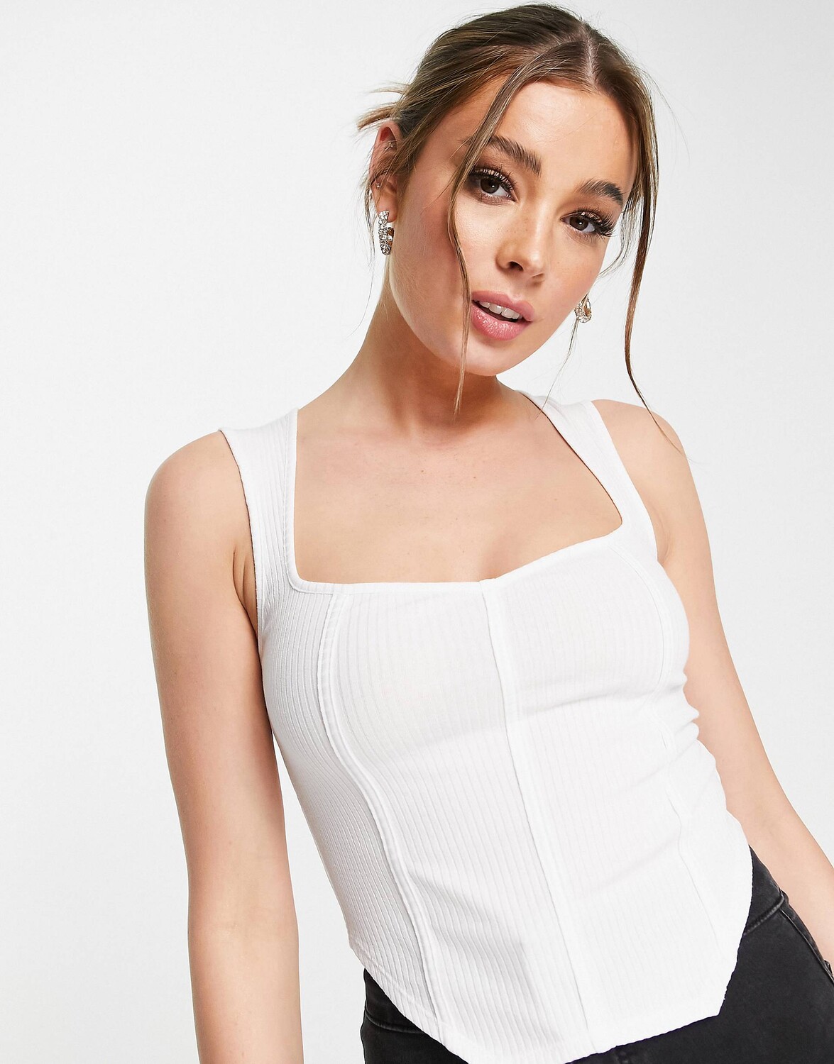 

Белый корсет без рукавов с очень широким вырезом ASOS DESIGN