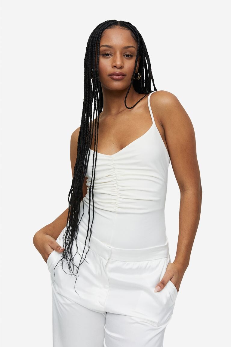 

Присборенное боди-стринги H&M, белый