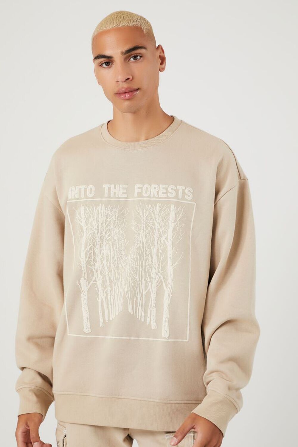 

Пуловер с графическим рисунком Into The Forests Forever 21, серо-коричневый