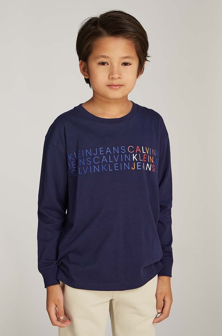 

Хлопковые джинсы Calvin Klein с длинными рукавами для мальчиков Calvin Klein Jeans, темно-синий