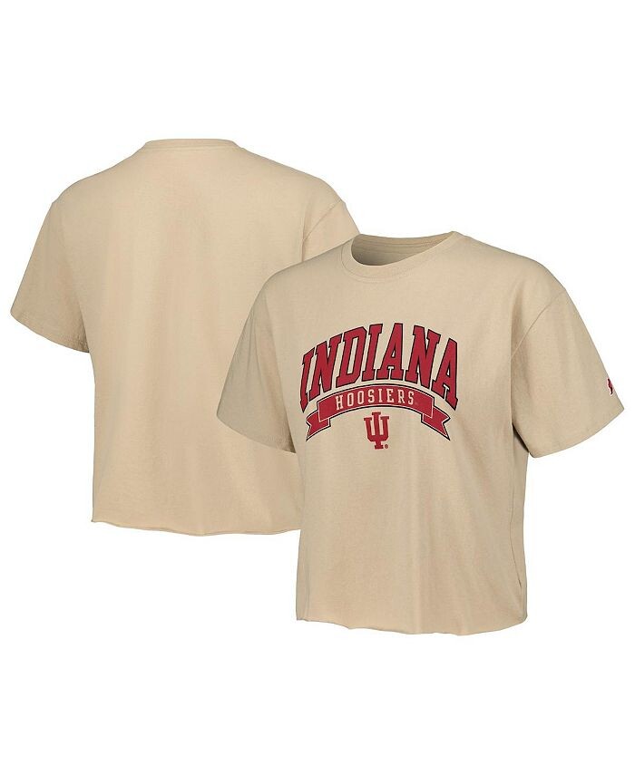 

Женская коричневая укороченная футболка Indiana Hoosiers Banner Clothesline League Collegiate Wear, тан/бежевый