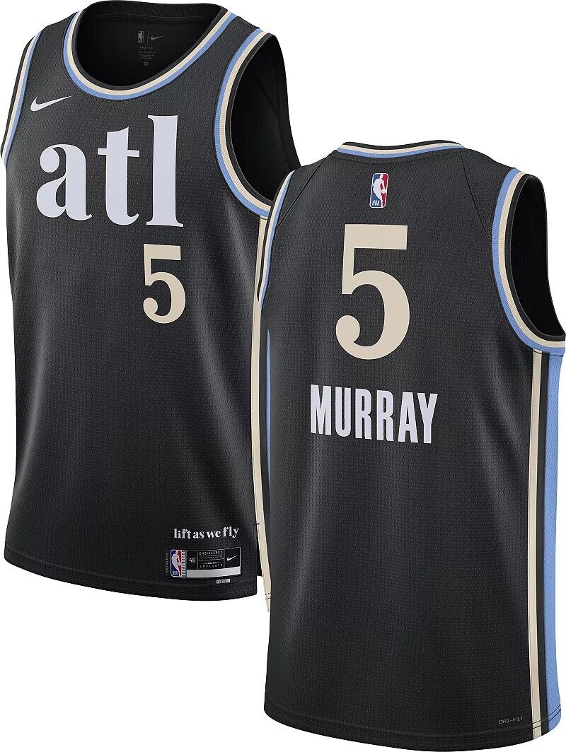 

Мужская черная майка Nike City Edition Atlanta Hawks Dejounte Murray #5 2023-24 City Edition