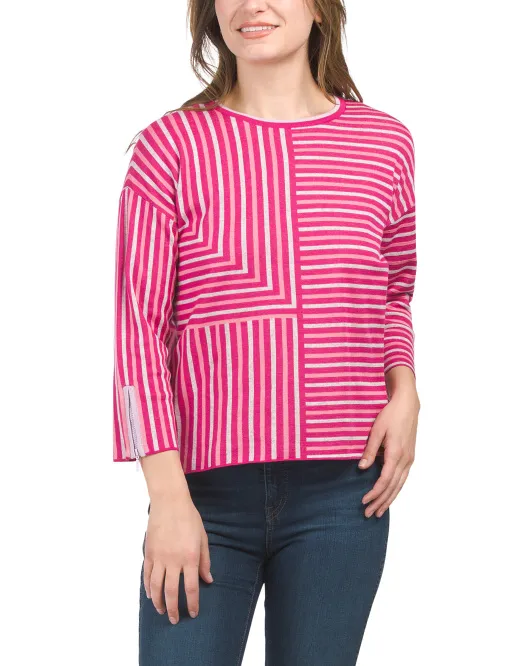 

Хлопковый свитер в полоску Pima Edinburgh Knits, цвет Magenta