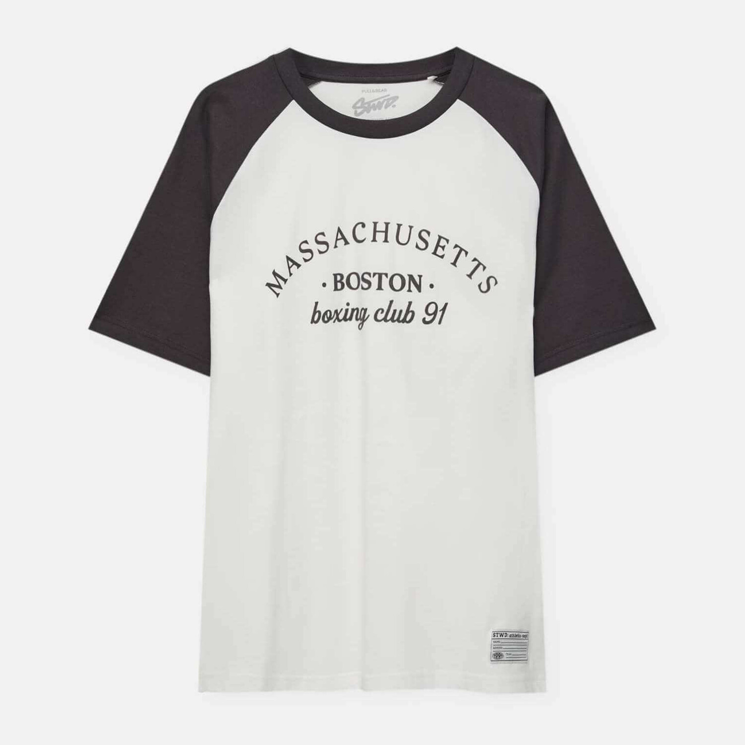

Футболка Pull&Bear Short Raglan Sleeves, белый/черный