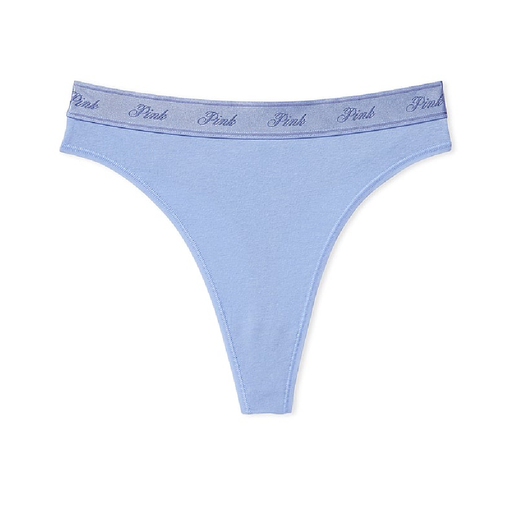 цена Трусы Victoria's Secret Pink Logo Cotton High-waist Thong, синий