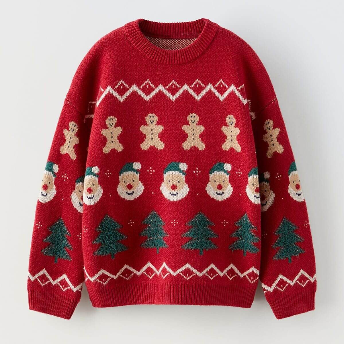

Свитер Zara Father Christmas Knit Unisex, красный/зеленый/бежевый