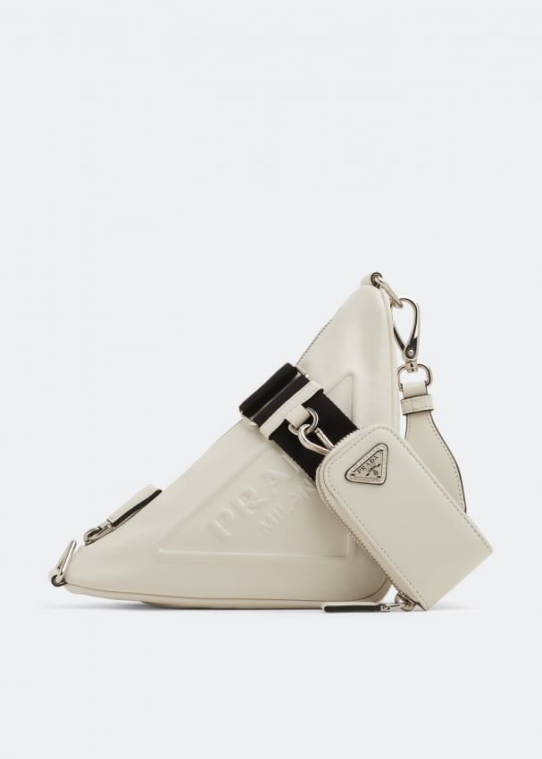 

Сумка PRADA Triangle leather shoulder bag, белый