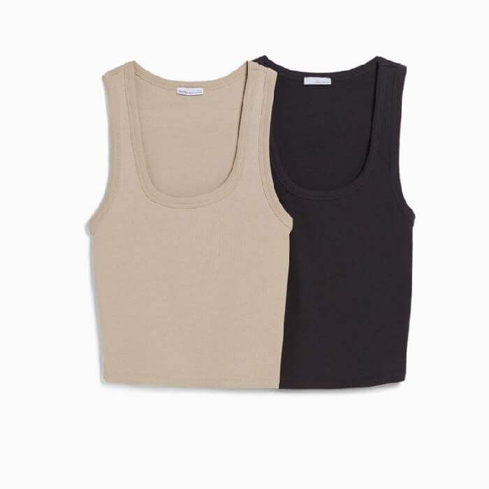 

Комплект маек Bershka Sleeveless Ribbed, 2 предмета, бежевый/серый