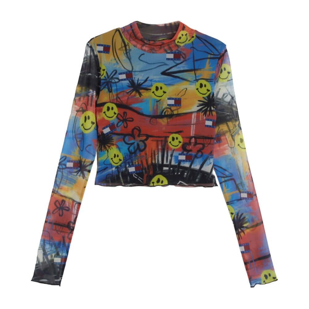 

Топ Tommy Jeans by Tommy Hilfiger X Smiley Graffiti Crop, мультиколор