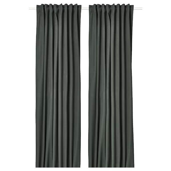 цена Комплект штор блэкаут Ikea Rosenmandel, 2 шт, 135x250 см, темно-серый