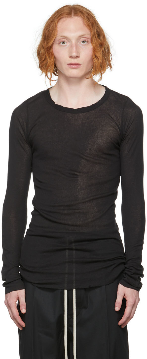 

Черная хлопковая футболка с длинным рукавом Rick Owens