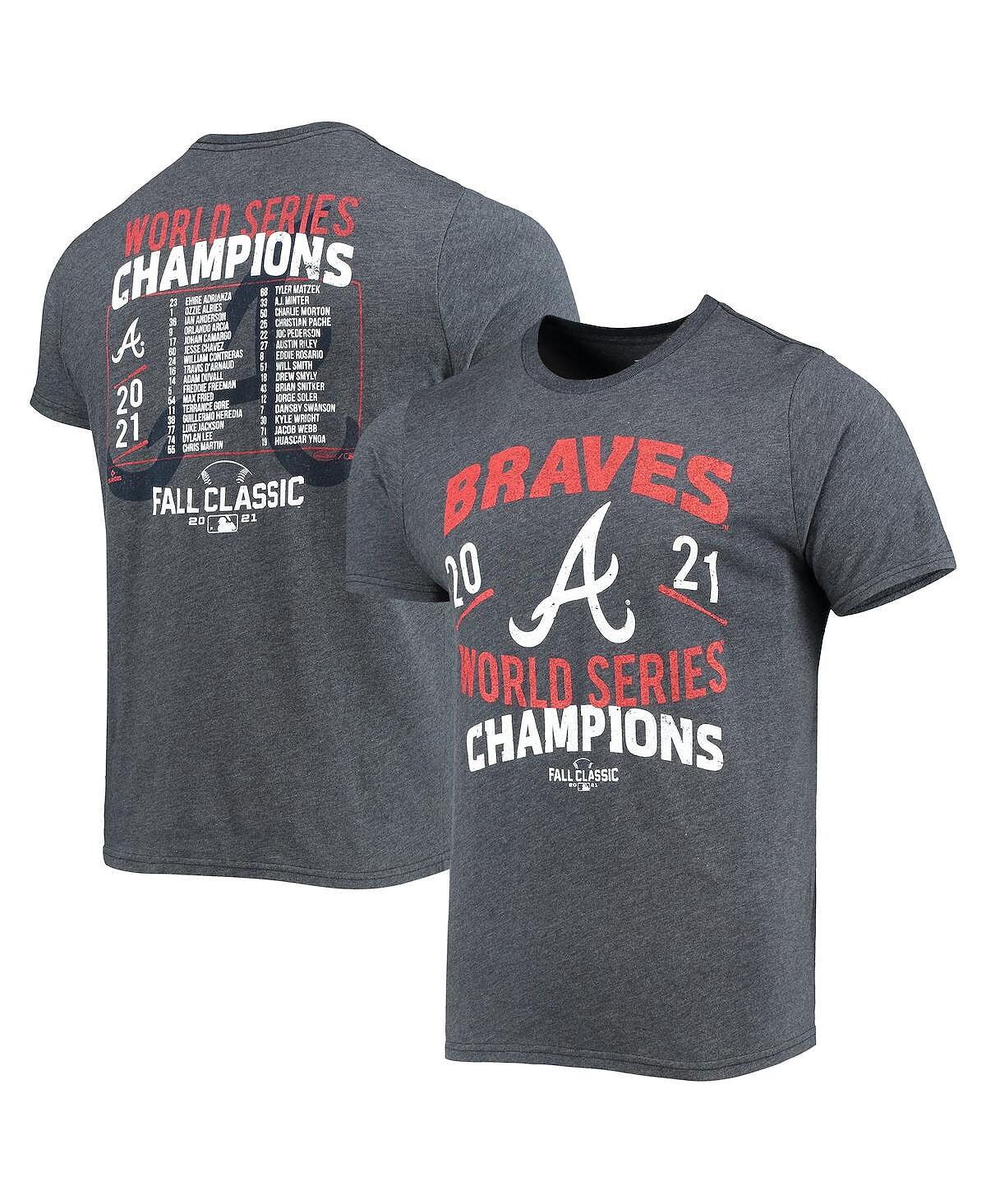 Мужская футболка threads navy atlanta braves 2021 world series champions dream team roster tri-blend футболка Majestic, синий