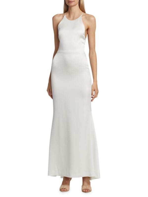 

Атласное платье без рукавов samia Alice + Olivia Off white