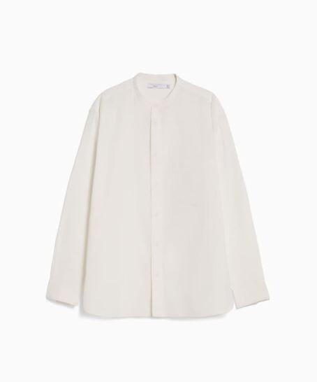 

Рубашка из смесового льна с длинными рукавами Bershka Long Sleeve Linen Blend, белый