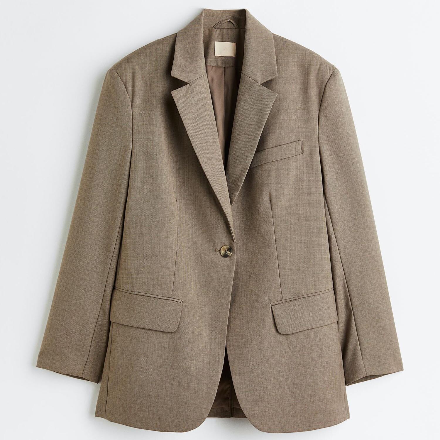 

Пиджак H&M Oversized Single-breasted, темно-бежевый