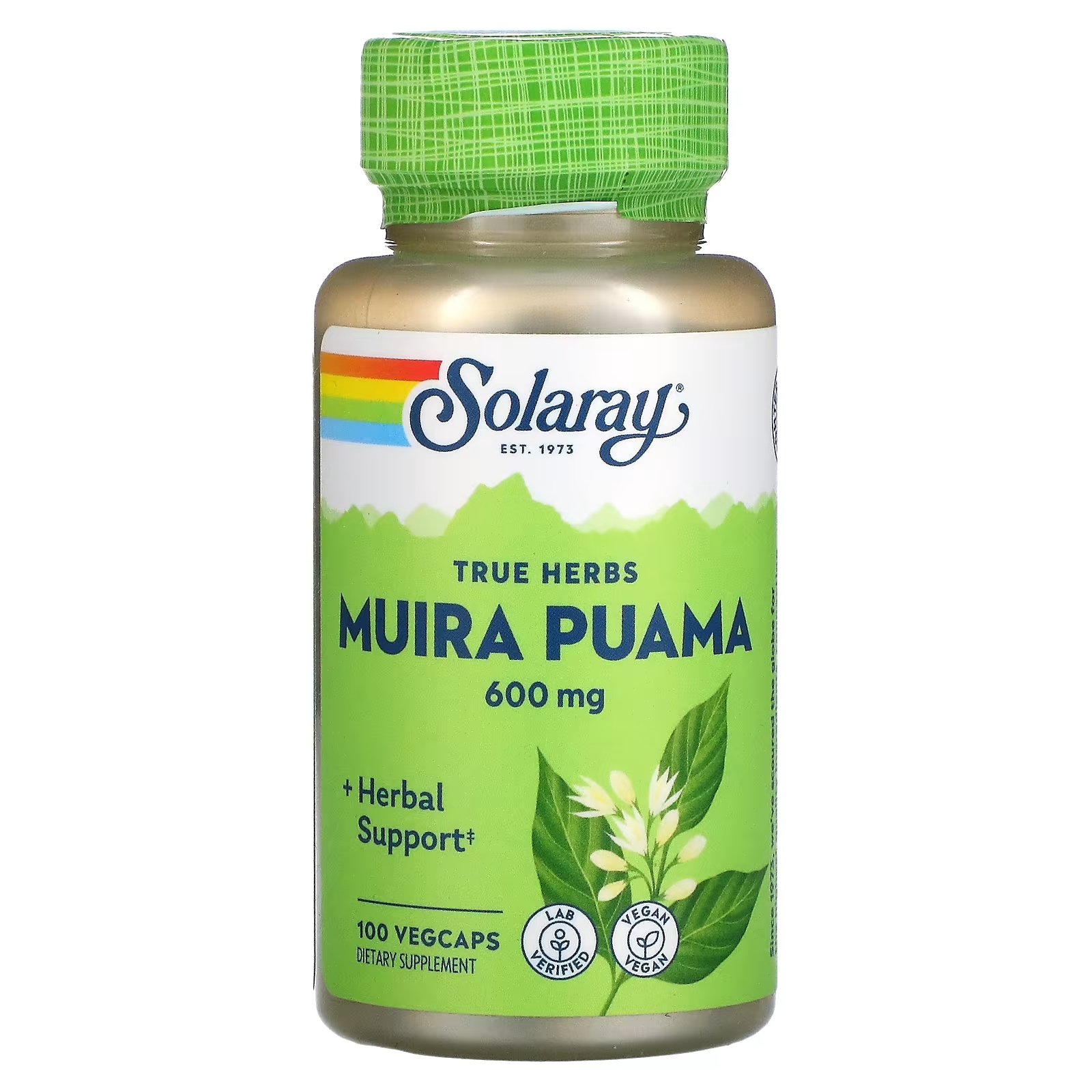 Solaray муара пуама 300 мг VegCaps, 100 капсул solaray каскара 450 мг 100 капсул vegcaps