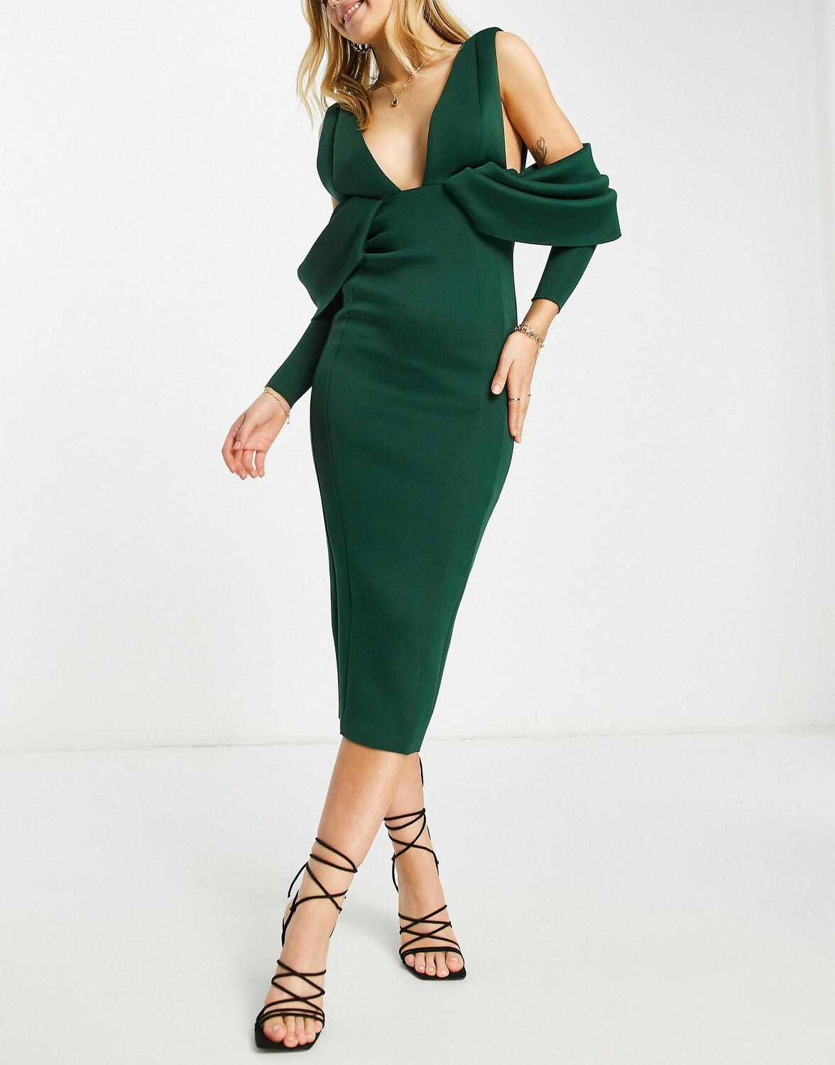 

Зеленое платье-футляр с глубоким вырезом и глубоким вырезом ASOS DESIGN ASOS DESIGN, Зеленый