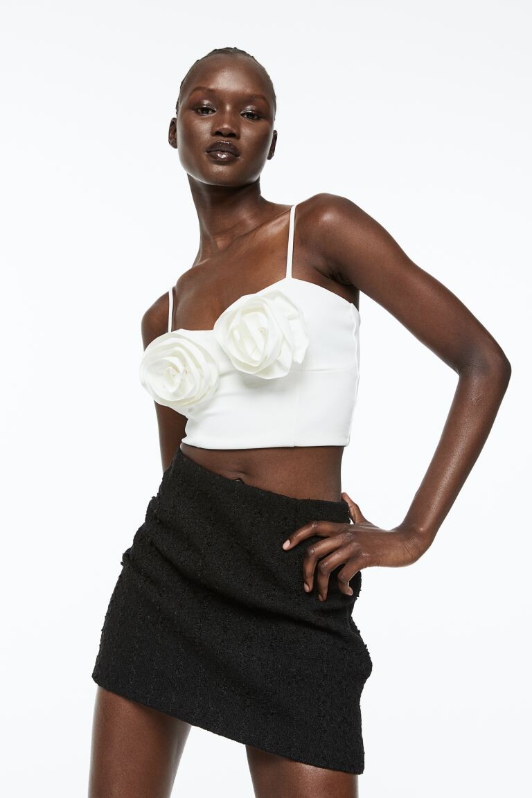 

Короткий топ с аппликациями H&M, белый