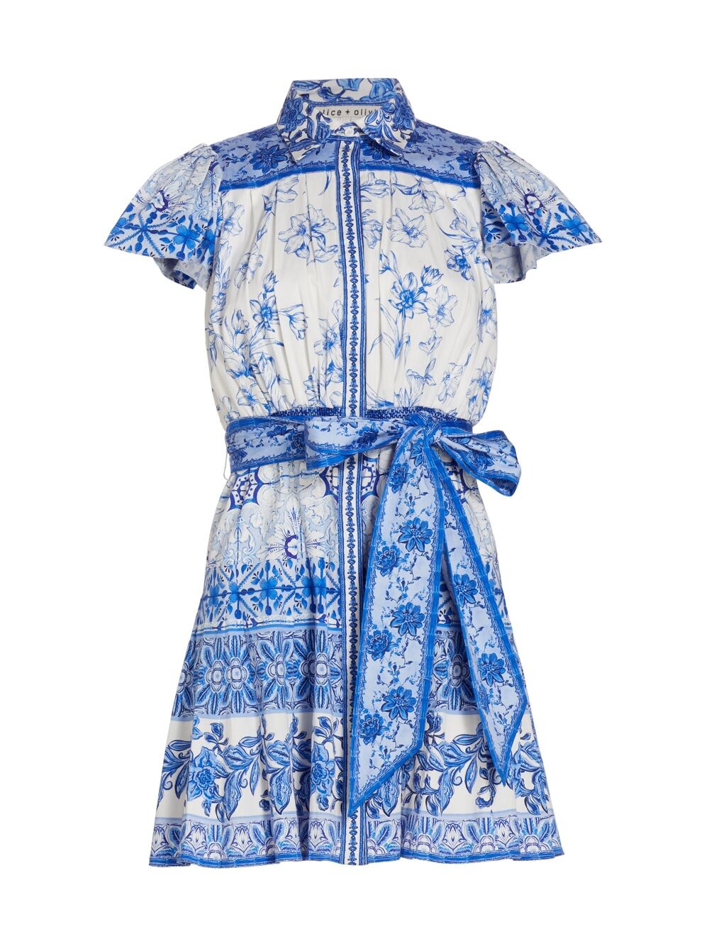 

Мини-платье Tiffie с поясом и цветочным принтом Alice + Olivia