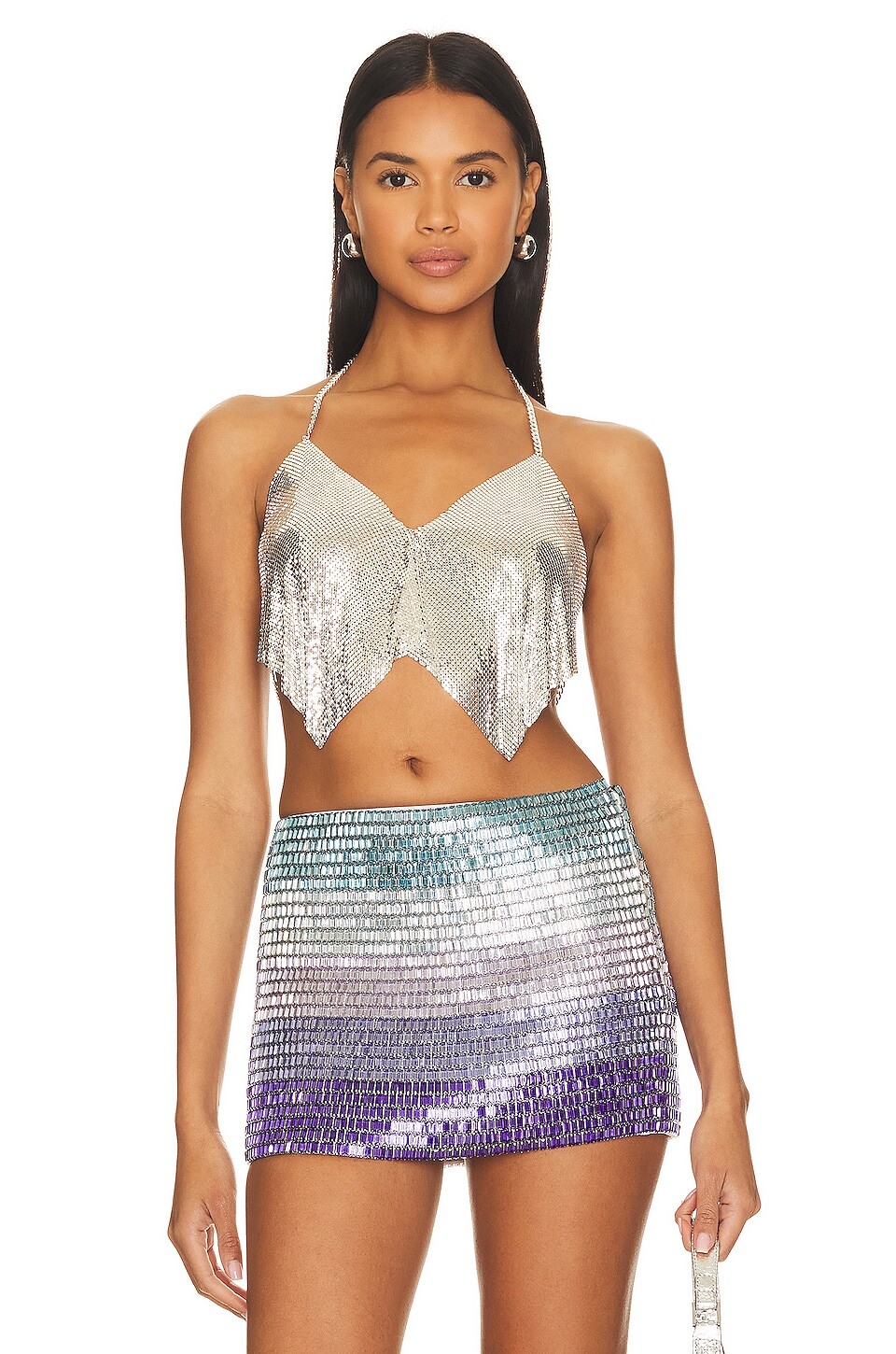 

Топ h:ours Florenzia Chainmail Crop, серебряный