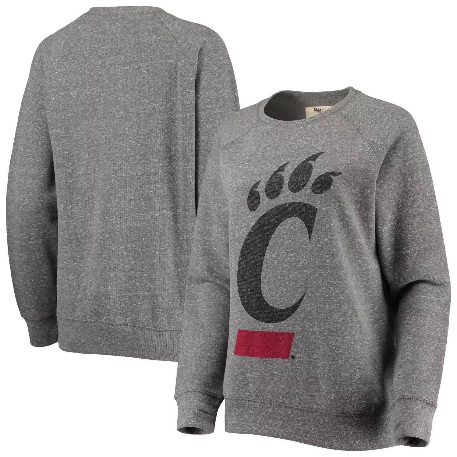 

Женский флисовый пуловер с регланом и большим логотипом Pressbox, серый цвет Cincinnati Bearcats, толстовка с капюшоном