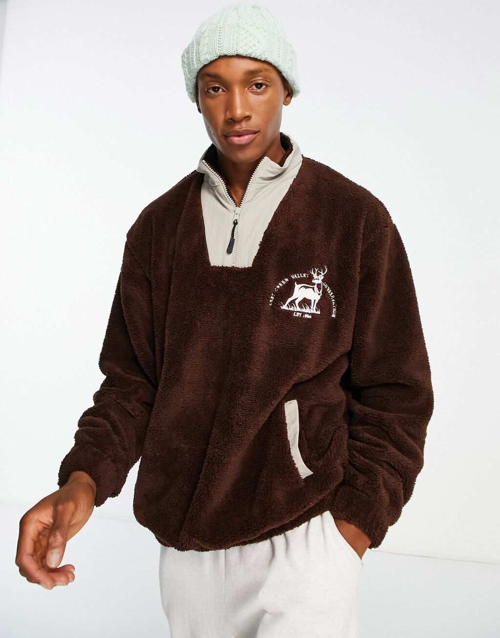 

Коричневый борг с ацтекской лентой свободного кроя ASOS DESIGN