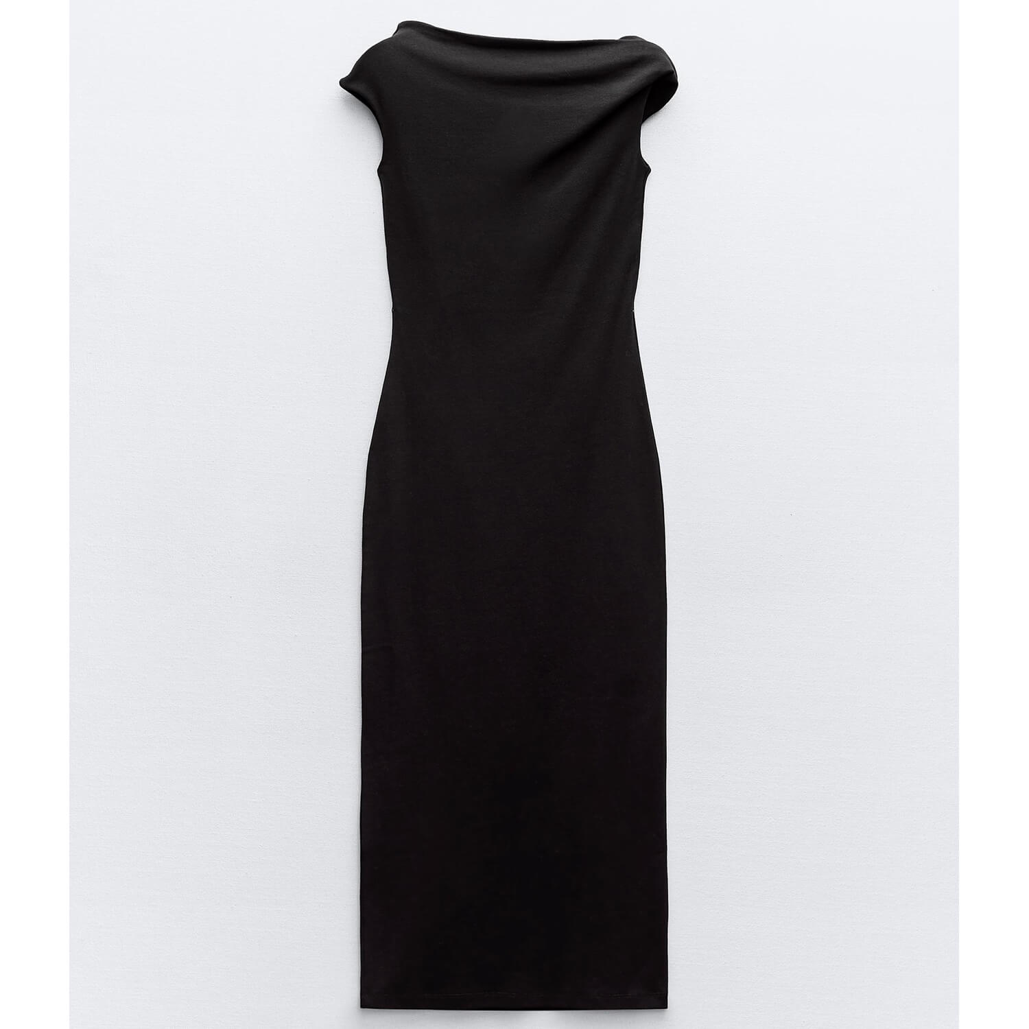 Платье Zara Asymmetric Midi, черный