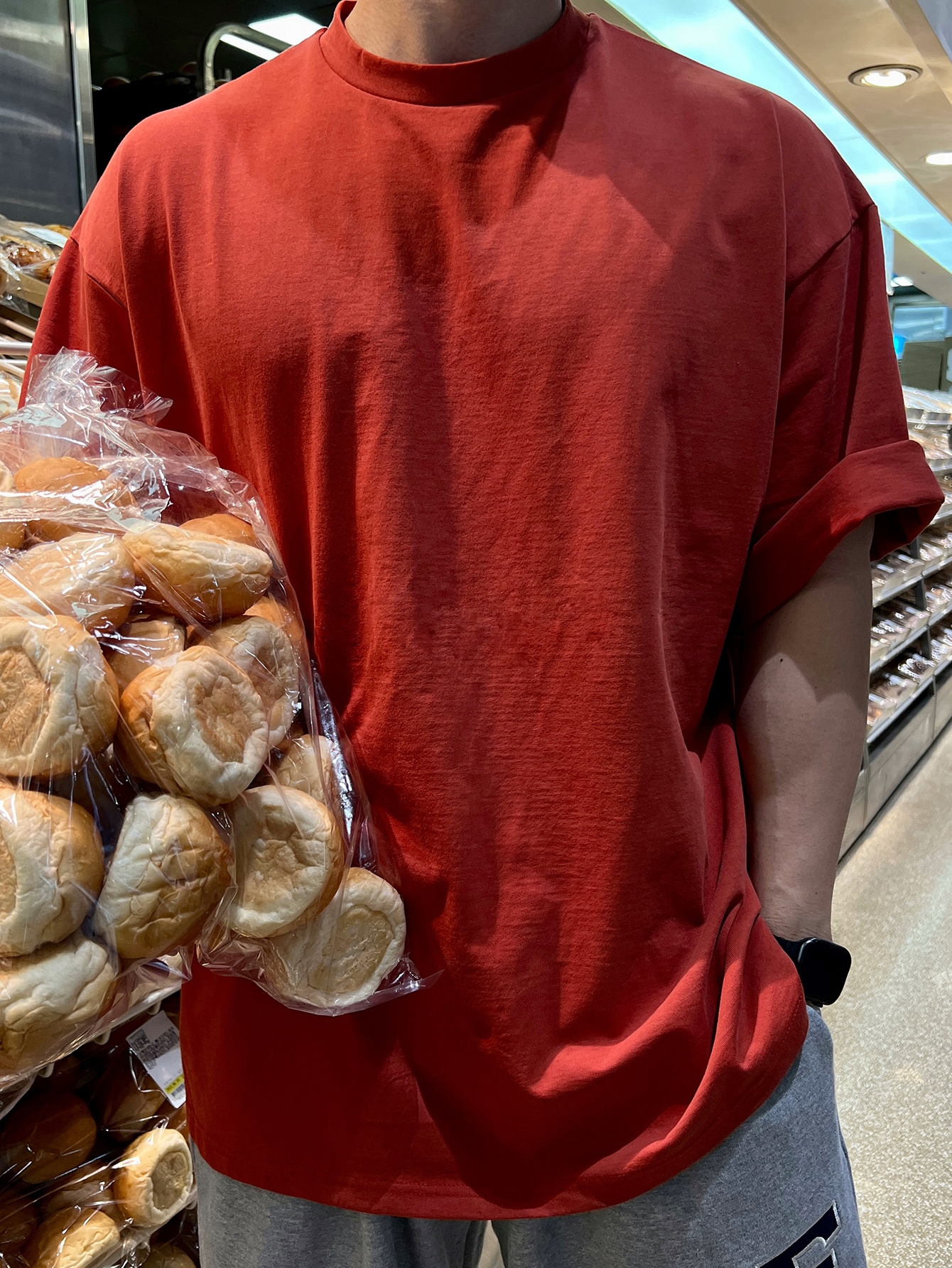 Мужская однотонная футболка DAZY с заниженными плечами, красный