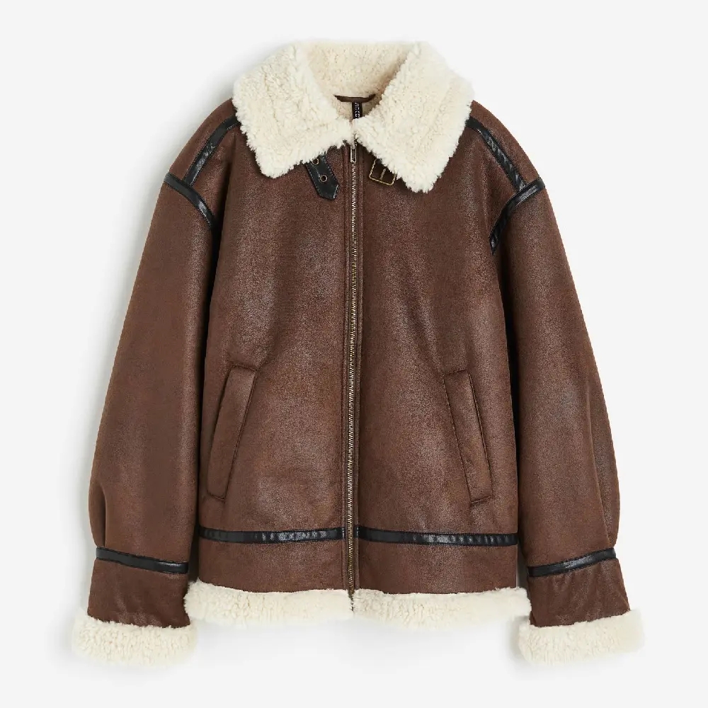 

Куртка H&M Oversized Teddy-fleece-lined, коричневый