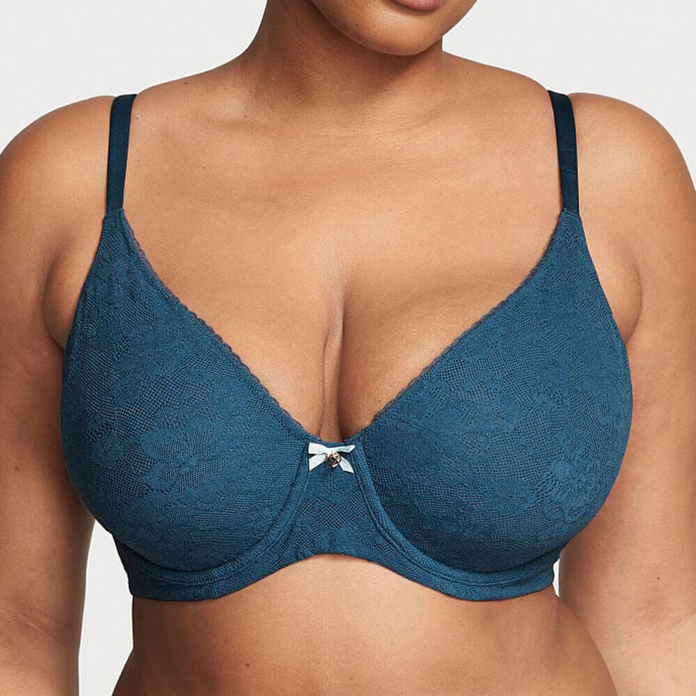 

Бюстгальтер без подкладки из кружева Victoria's Secret Body by Victoria Invisible Lift Minimizer, синий