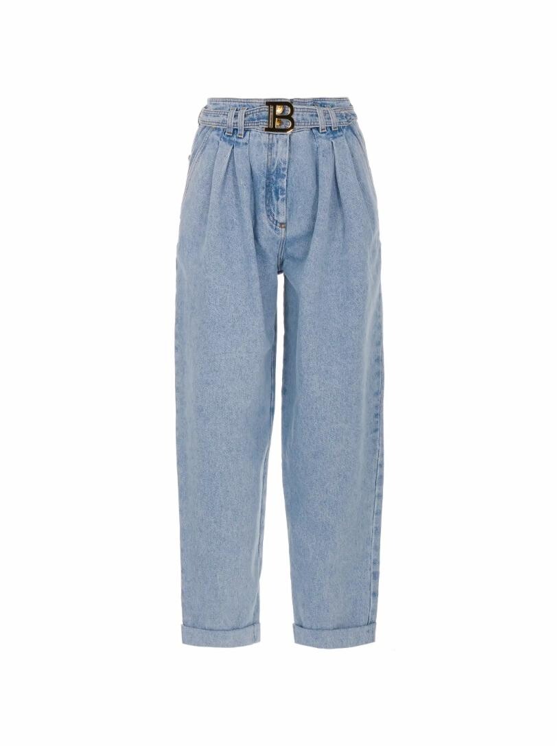 

Джинсы Мом c поясом Balmain
