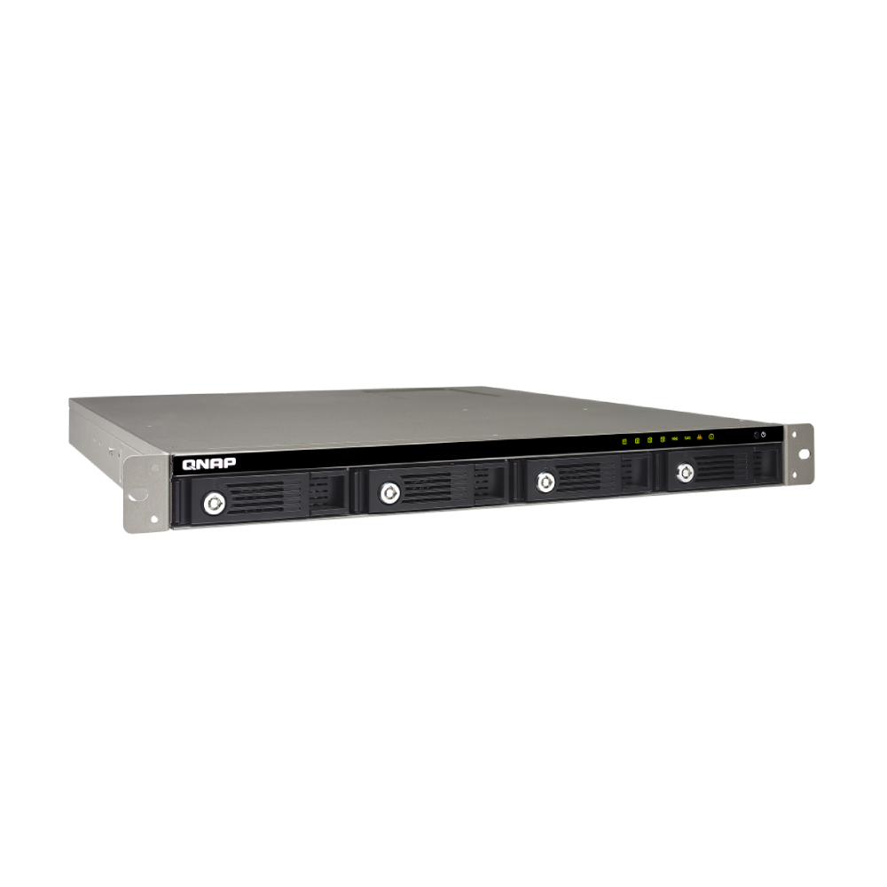 цена Серверное сетевое хранилище QNAP TVS-471U-RP-PT, 4 отсека, 4 ГБ, без дисков, черный