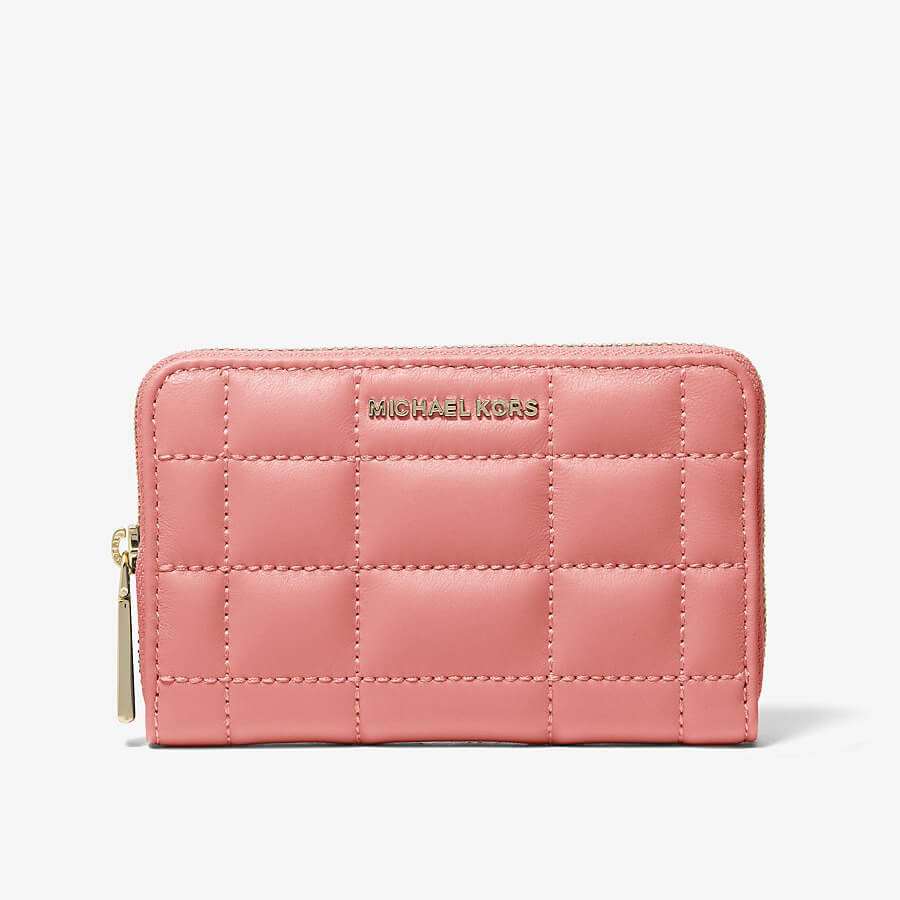 Кошелек Michael Michael Kors Small Quilted Leather, розовый monzo двойной браслет из кожи с золотистой застежкой