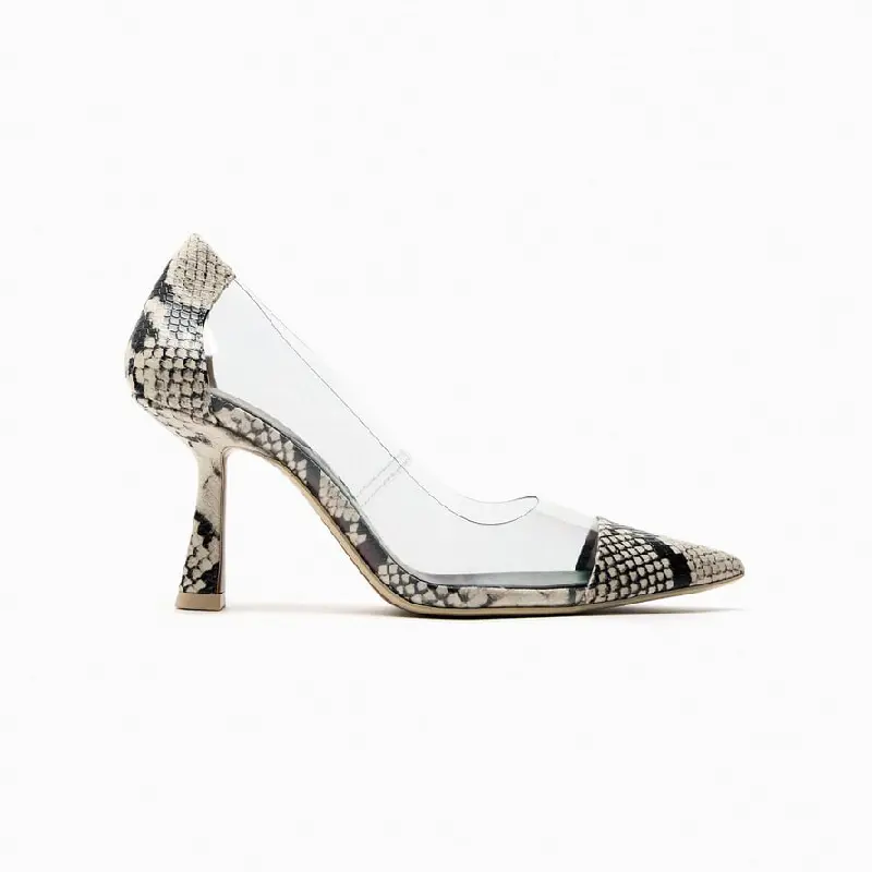 

Туфли Zara Animal Print Vinyl High Heel, змеиная кожа