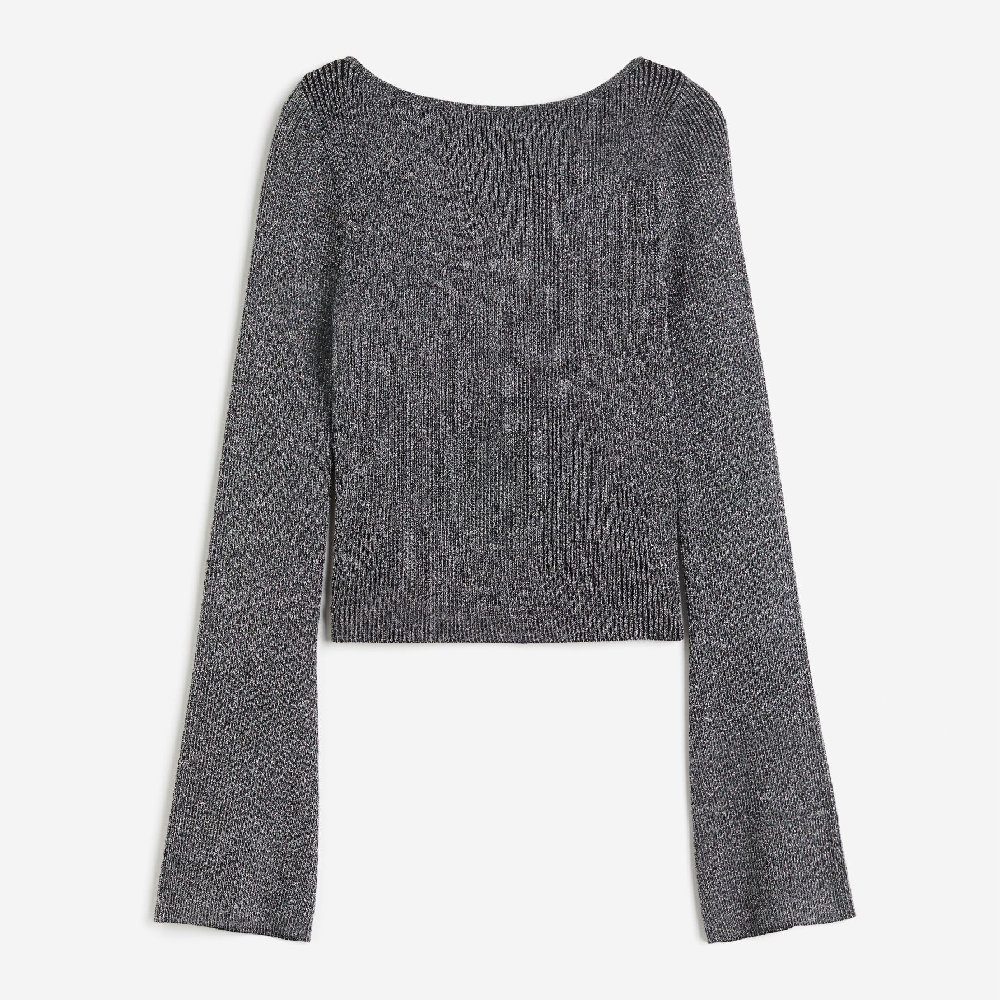 Топ H&M Rib-knit, темно-серый