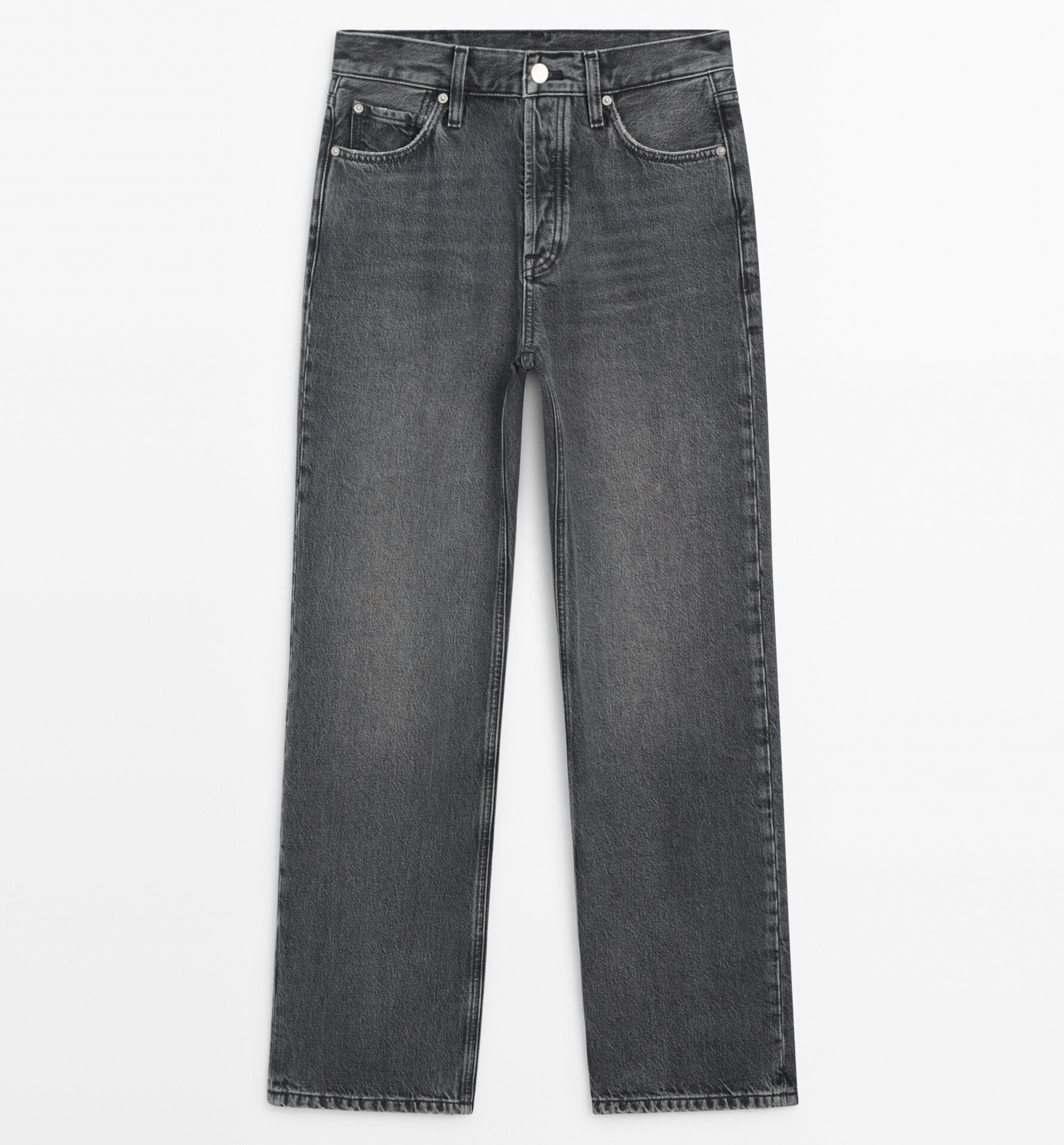 Джинсы Massimo Dutti Straight Fit High-waist, серый джинсы massimo dutti skinny flare fit high waist темно синий